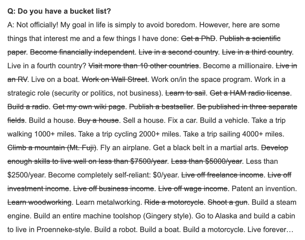 ERE Jacob's Bucket List